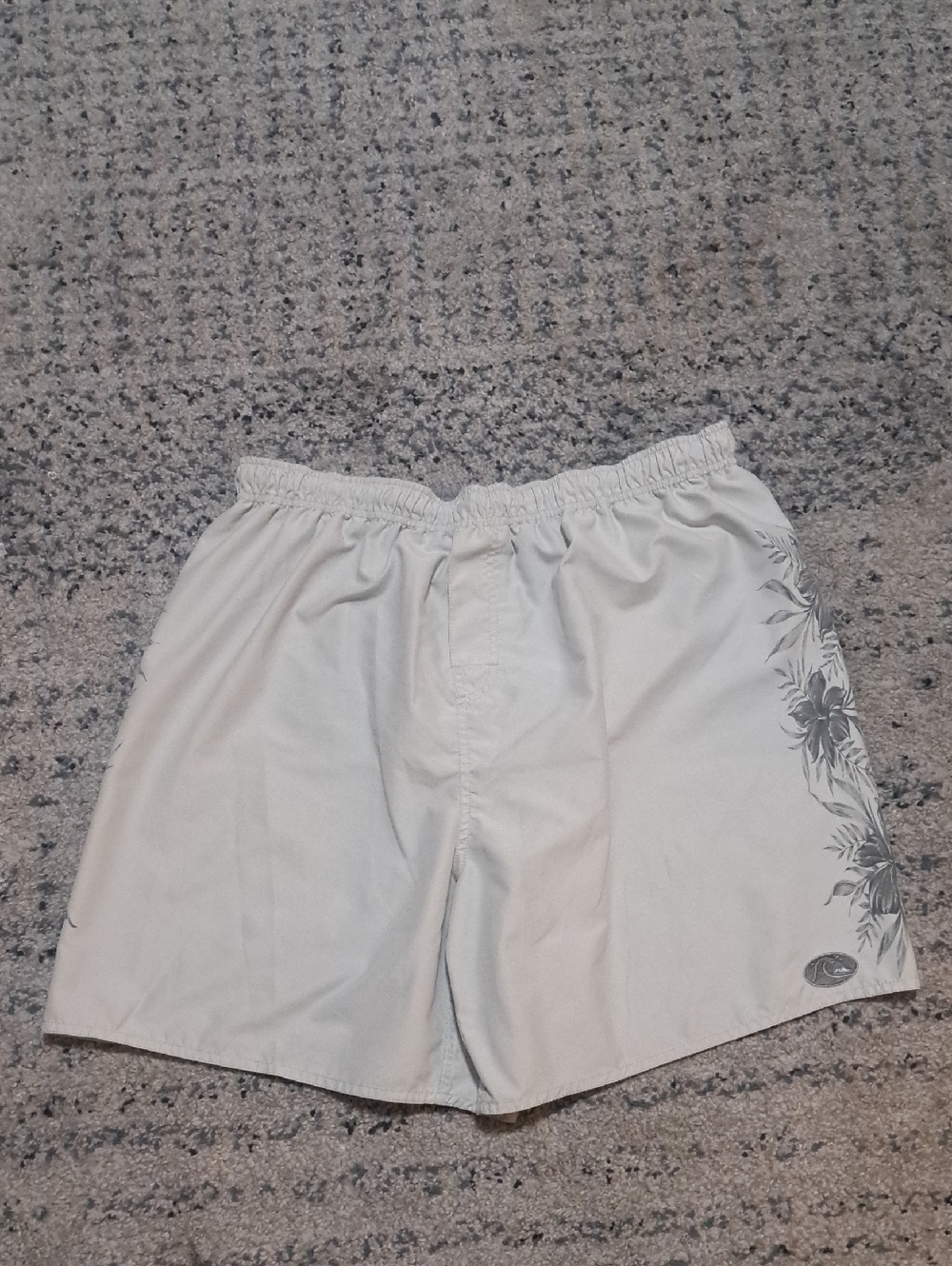 Quiksilver Men's Light Gray Swim Trunks with Floral Side Print